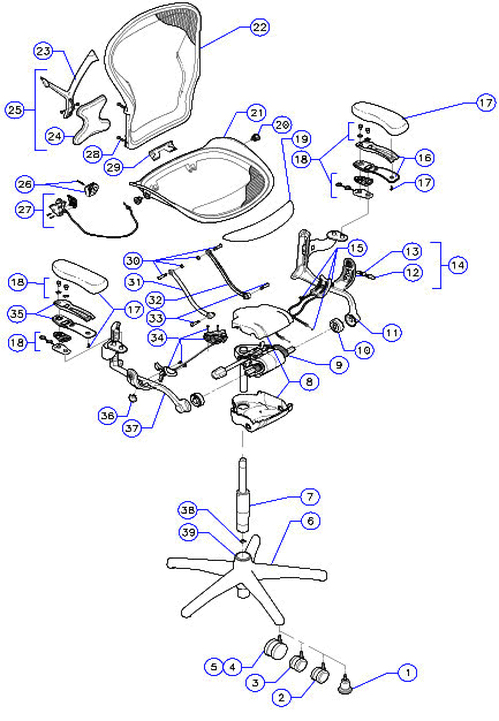 Parts Diagram Herman Miller Aeron Desk Chairs And Parts At Low